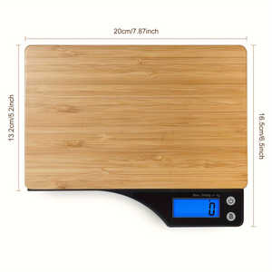เครื่องชั่งอาหารดิจิตอล 1 ชิ้น ความแม่นยำสูง เครื่องชั่งไฟฟ้าแบบพกพาสำหรับห้องครัว แผงไม้ไผ่ ใช้พลังงานจากแบตเตอรี่สำหรับการทำอาหาร - Product Image 3