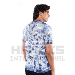 Camiseta ligera de cuello redondo con tinte de corbata para hombre, ropa de calle teñida personalizada, camisa ecológica con tinte de corbata para hombre - Product Image 5