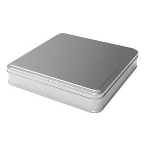 Boîte en fer blanc carrée 1.5 lt Conteneur en métal de dragée de chocolat de délice turc 198x198x36mm 1.50 Lt Slip Lid - Product Image 1