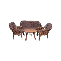 Ensemble de canapés modulaires en rotin de haute qualité, style mid-century, pour l'intérieur et l'extérieur, table, maison, jardin, salon, rotin naturel, hôtel