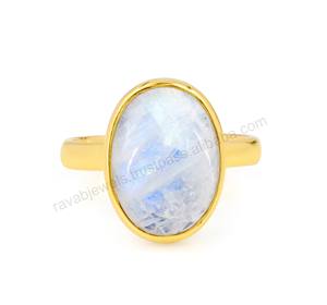 Buena calidad 925 plata esterlina Arco Iris piedra lunar joyería de piedras preciosas anillo fino fabricante suministro hecho en India regalo para mujeres - Product Image 1