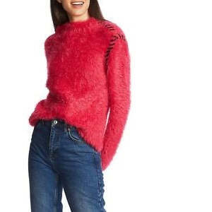 Maglione da Donna Rosa Invernale/Autunnale con Frange a Ciglia, Collo Alto, Stile Casual Y2K, Applicazioni alla Moda, Fiocco Frontale, Traspirante - Product Image 6