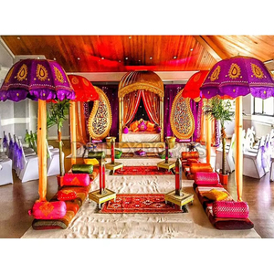 Mariage musulman Heena Party Umbrella Decor Parapluies de mariage modernes portables brodés sur le thème musulman pour les événements Mehndi - Product Image 6