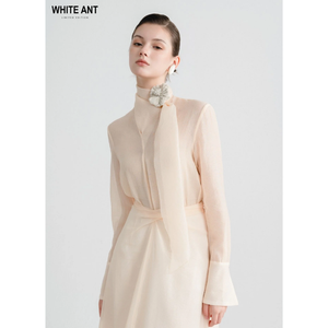 Blusa OLIVER WRAP para mujer, camisa de manga larga, tela transparente de triacetato, ropa de moda para mujer, marca de lujo - Product Image 1