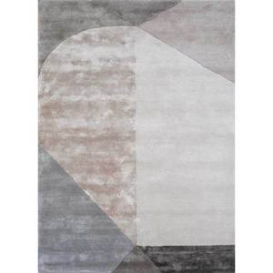 Alfombra Caliedo Ivory de Lana y Viscosa Hecha a Mano con Diseño Abstracto a Rayas de 10 mm de Grosor, Forma Rectangular para Sala de Estar, Pasillo, Modelo Tnq-3233 - Product Image 1