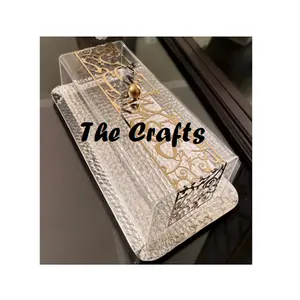 ถาดเสิร์ฟสแตนเลสแบบตอกลาย พร้อมฝาครอบอะคริลิกและงานเขียนอักษรวิจิตร สำหรับใส่อาหาร ชา และอาหารเช้า - Product Image 1