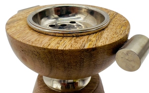 Quemador de Incienso de Madera con Diseño Árabe, Detalles en Metal Plateado, Quemador de Incienso Tradicional de Medio Oriente para el Hogar y Regalos del Golfo - Product Image 3