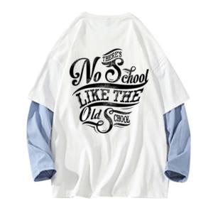 T-shirt graphique à double couche personnalisé 100% coton col montant à manches longues T-shirt à la mode pour hommes coupe surdimensionnée - Product Image 2