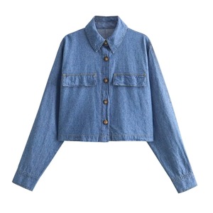 Conjuntos de chaqueta vaquera Vintage para mujer, abrigo de manga larga con solapa de un solo pecho, pantalones de pierna ancha, pantalones vaqueros, trajes de calle - Product Image 4