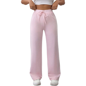 Womens Custom Sweatpants with Elastic Waist OEM Soft Fleece <b>Material</b> Flat Front Logo Embroidery Private Label Support - Product Image 1