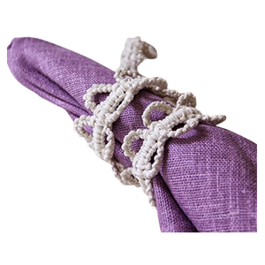 Lot de 6 ronds de serviette en macramé Boho tricotés à la main porte-serviettes en coton macramé pour mariage et maison - Product Image 3