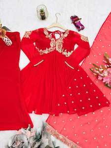 Traje de Trabajo TOP PLAZZO Vintage de Verano con Dupatta Bordada en Georgette Pesada, Cintura Natural y Silueta Holgada - Product Image 5