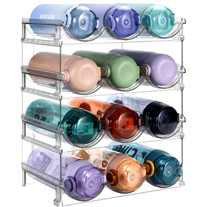 Support de rangement de tasse organisateur de bouteille d'eau empilable <span class=keywords><strong>pour</strong></span> réfrigérateur armoires de <span class=keywords><strong>cuisine</strong></span> 4 niveaux organisateur de bouteille d'eau de vin support de support - Product Image 1