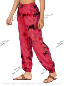 กางเกงทรงฮาเร็มทรงตรงย้อมสีย้อมผ้าคอตตอนใส่สบายสไตล์ฮิปปี้โบโฮเลกกิ้งเอวต่ำสไตล์ลำลองฤดูร้อนสำหรับผู้หญิงฟรีไซส์ - Product Image 4
