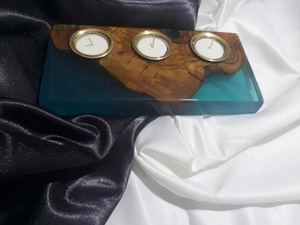 Modern Wooden and <b>Resin</b> <b>Epoxy</b> Candle Holder for Home, Hotel, and Spa Ambiance - Product Image 5