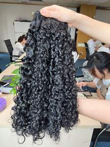 Venta al por mayor Super doble dibujado Remy cabello humano birmano rizado-crudo vietnamita proveedor de alto grado - Product Image 2