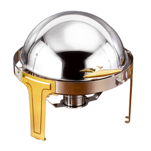 Juego de buffet de plato de frotamiento de acero inoxidable de 6L con calefacción eléctrica con diseño abatible para bufés de desayuno en hoteles y restaurantes - Product Image 3