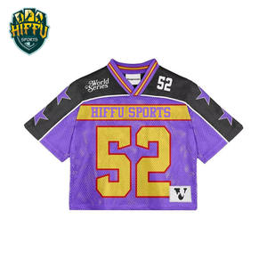 Camiseta de fútbol americano para hombre, ropa de calle recortada de gran tamaño de malla de poliéster Atlético personalizada con logotipo impreso de manga corta - Product Image 1