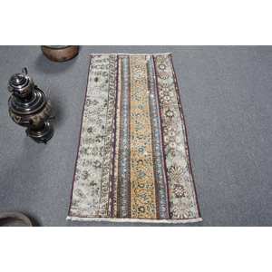 Clásico Beige azul 2,2x4,4 pies alfombra turca hecha a mano felpa poliéster lana pila Rectangular Patchwork patrón para sala de estar dormitorio - Product Image 1