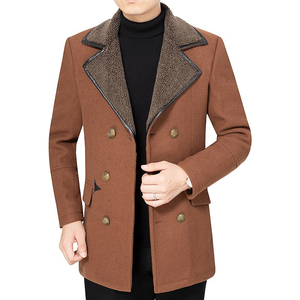 Manteaux pour hommes en fibre de bambou manteau de laine pour hommes d'hiver solide col montant mince garder au chaud manteau long en laine de haute qualité manteaux pour hommes - Product Image 2