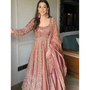 LANZAMIENTO DE LA COLECCIÓN RADHE EXPORT, VESTIDO DE FIESTA DE DISEÑADOR, CEUNCHI, VESTIDO LARGO DE SEDA CRUZADA, LEHENGA DUPATTA, TRABAJO DE BORDADO, INDIO/PAKISTANÍ - Product Image 1