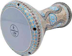 Gawharet El Fan 17,5 pouces, tambour égyptien professionnel turquoise ciel perlé, Darbuka - Product Image 3