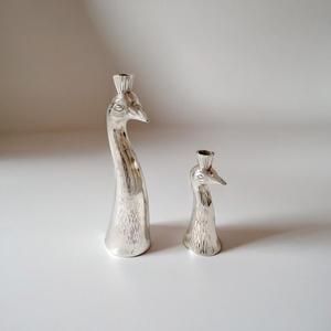 Lot de 2 bougeoirs métalliques en aluminium design oiseau - Product Image 3