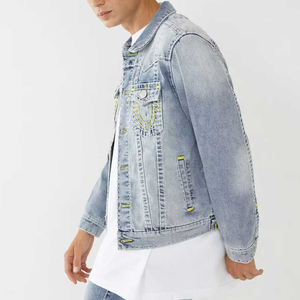 Veste en jean pour homme 100% coton, article frais, séchage rapide, tendance hip-hop, broderie pour l'hiver, veste en jean pour homme - Product Image 2