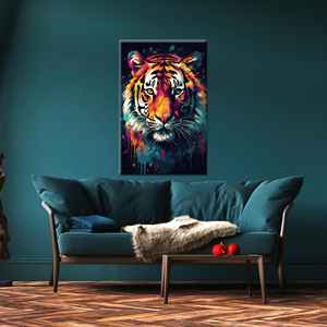 Impresión Artística en Lienzo con Diseño Moderno: Tigre Vibrante, Lienzo Enrollado - Product Image 1