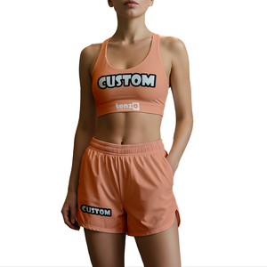Ensemble de sport pour femmes personnalisé OEM ODM, devant uni, polyester et élasthanne, tenue de fitness à séchage rapide. Débardeur et short à impression par transfert thermique 2025 - Product Image 2