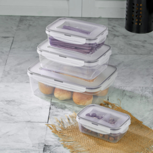 AFOSSA Juego de contenedores de almacenamiento de alimentos herméticos-4 piezas-Contenedores de almacenamiento de despensa de cocina sin BPA de plástico-Apto para lavavajillas - Product Image 2