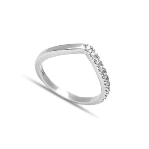 Clear Zircon Stone <b>V</b> Design Cluster Ring Turkish Wholesale Handmade 925 Sterling Silver Jewelry - Product Image 4