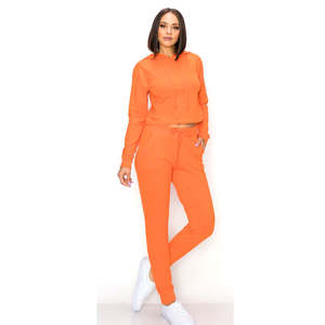 Verano nuevo estilo ligero pulóver Crop Top sudaderas con capucha mujeres Casual gimnasio deportes impreso Color sólido tejido tela corta corbata teñida - Product Image 3