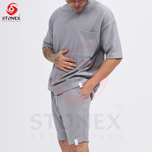 Summer New Men Casual Shorts Sets Custom Color Short Sleeve T Shirt Shorts Solid Tracksuit Set Men's 2 Pieces Sets - Product Image 5