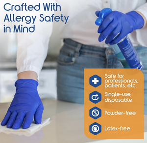 Gants d'examen en nitrile ultra-extensibles bleus, taille M, sans poudre, non stériles, testés pour la chimiothérapie, usage médical, laboratoire, cuisine - Product Image 5