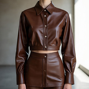 เสื้อโค้ทหนังวัวสำหรับผู้หญิงคอลเลคชั่นฤดูหนาว2025ขนเฟอร์เคลือบซิปสำหรับตกแต่ง - Product Image 4