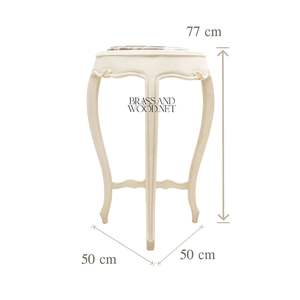 Mesa Auxiliar Redonda de Lujo con Cubierta de Mármol Premium y Patas Cabriole Elegantes para Decoración Clásica de Sala de Estar - Product Image 5