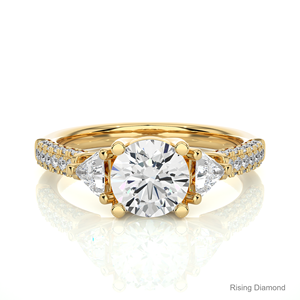 1.03 Ct coupe ronde E-VS laboratoire cultivé diamant trois pierres bague de fiançailles CVD bague en diamant igi certifié cadeau d'anniversaire pour elle - Product Image 1