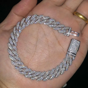 Pulsera Cubana de Lujo con Incrustaciones de Diamantes Moissanite VVS, Plata 925, Joyería de Muñeca Estilo Hip Hop - Product Image 1