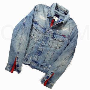 Chaqueta de motorista vaquera de algodón 100% lavada en motocicleta para hombre con diseño de panel superpuesto, chaqueta de motocicleta para hombre - Product Image 6