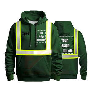 2024 invierno verde alta visibilidad reflectante seguridad con capucha pulóver polar sudadera abrigo logotipo personalizado. - Product Image 1