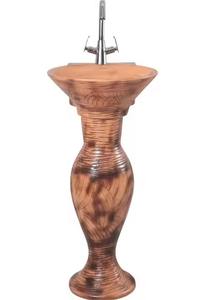 Évier en bois pétrifié en forme de bassin rond-Lavabo sur pied de lavabo Dolphin, produit sanitaire en céramique - Product Image 5