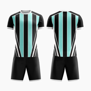 Uniforme de maillot de football à séchage rapide respirant à manches courtes de qualité supérieure ensemble de vêtements de football uniformes de football sublimés bleu foncé - Product Image 2