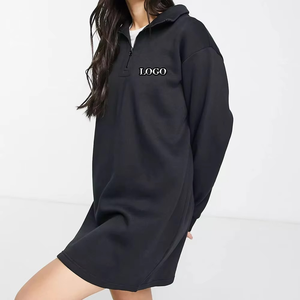 Nueva llegada de alta calidad, sudadera de lana con logotipo personalizado, sudaderas cortas con cremallera y cuello alto con hombros caídos para mujer - Product Image 5