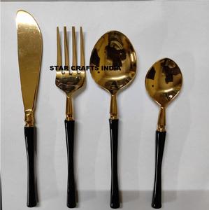 Ensemble de couverts royaux de luxe en acier inoxydable couverts de mariage écologiques avec longue cuillère et fourchette en métal brillant vintage pour le thé - Product Image 6