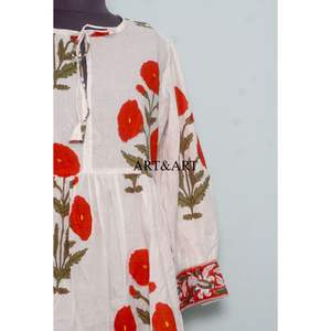 Vestido de Trabajo de Algodón 100% Hecho a Mano, Estampado Digital, Tejido de Punto, Ropa de Verano, Cintura Natural, Alta Calidad, Venta al por Mayor - Product Image 2