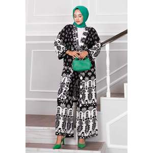 Kimono Viscose Hijab 2-Piece Set Traditional <b>Black</b> Scarf & <b>Shawl</b> - Product Image 4