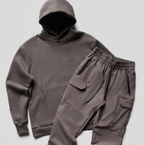Wholesale Fashion Sweatsuit Screen Print Distressed Streetwear Hoodies Sweatpants <b>Track</b> suits - Product Image 4