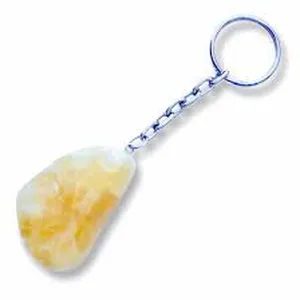 Gemstone Yellow Onyx Tumble Golden Keyrings best gifting ideas beautiful keyring Wholesale Crystals from Manufacturer India