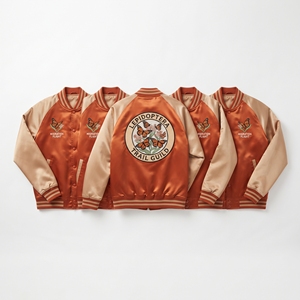 Blouson Bomber en Satin Brodé Motif Thistle Écossais, Couleur Crème Prune, Veste Universitaire à Fermeture Éclair Frontale, Vêtement d'extérieur, Vente en Gros Direct Usine - Product Image 3